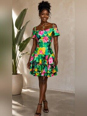 Vintage AJ Bari Saks Fifth Avenue Tropical Dress